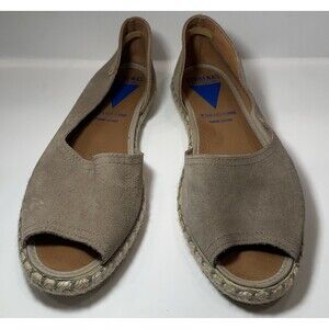 Verbenas Suede Espadrille Flats Peep Toe Size 40 Made in Spain